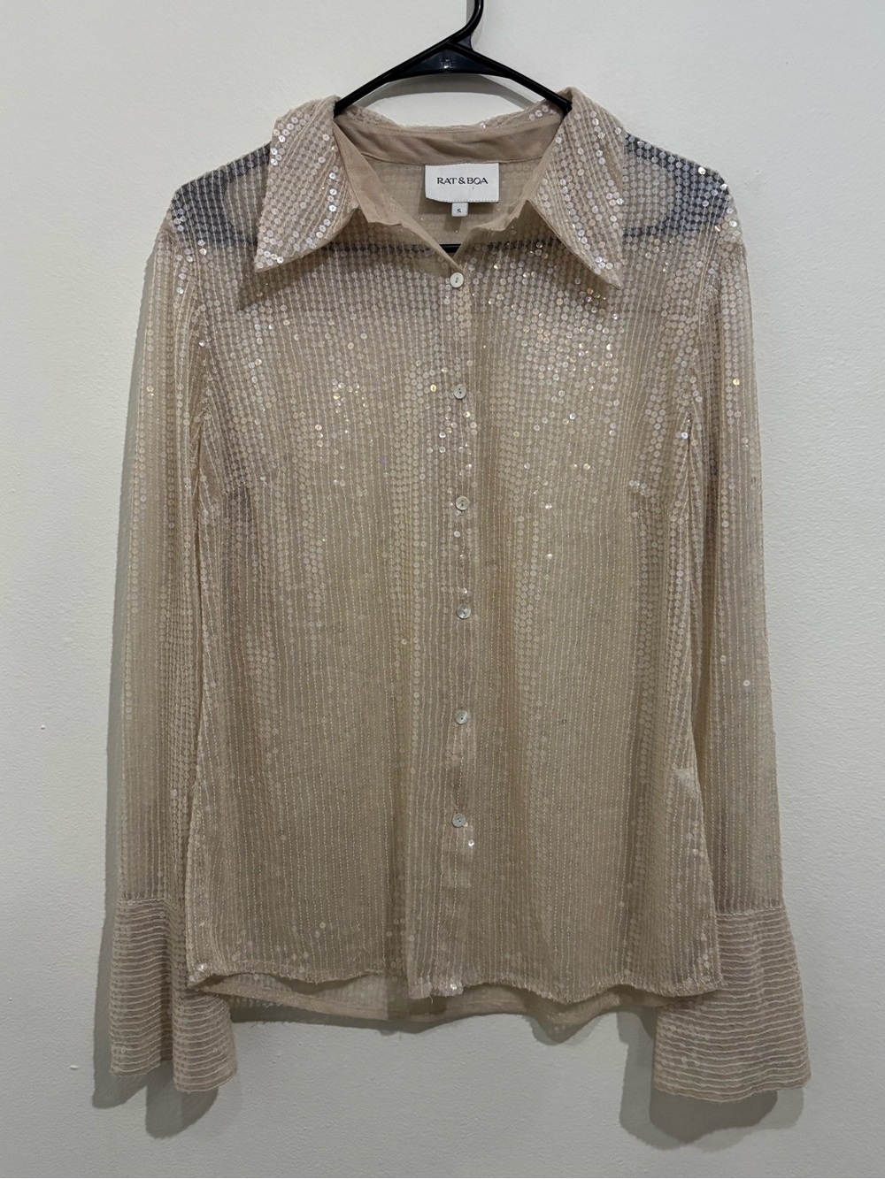 RAT and BOA Sequin Button Down Size Small
